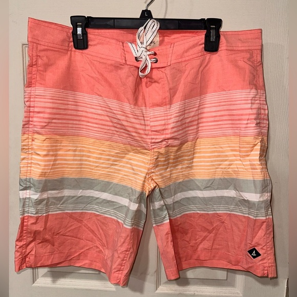 Sperry Men's Coral Striped Swim Shorts - Picture 1 of 2